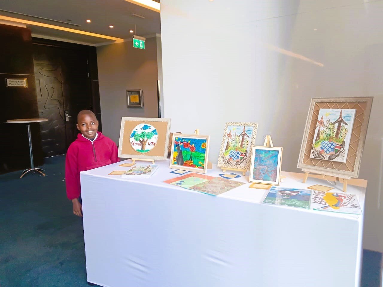 Jesse Ellis's environmental artwork exhibited at the First Lady's Mazingira Awards Donors and Partners Round Tables, 2025